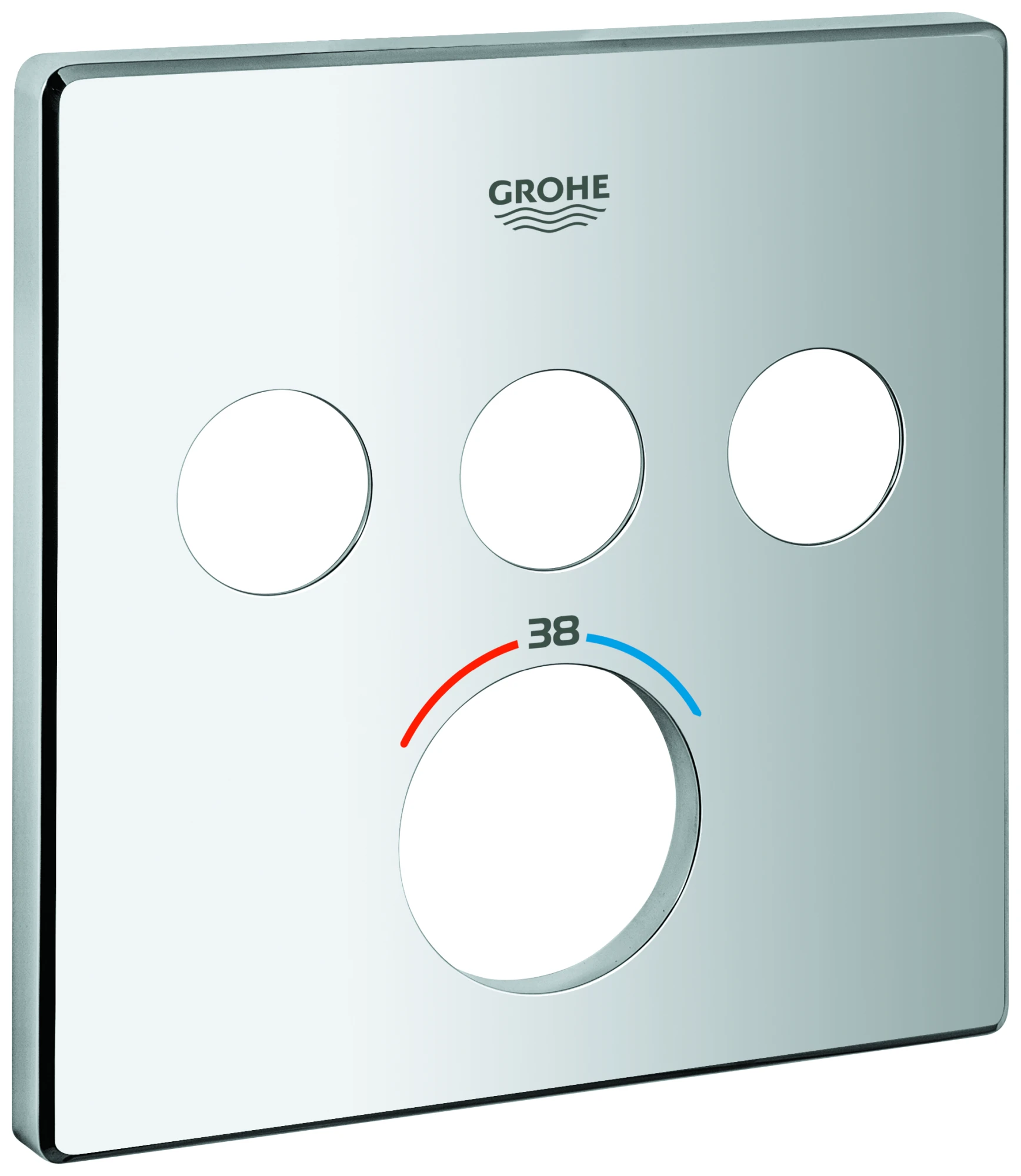 Rosette 49042, eckig, für SmartControl Unterputz, für Thermostat mit 3 Absperrventilen, chrom