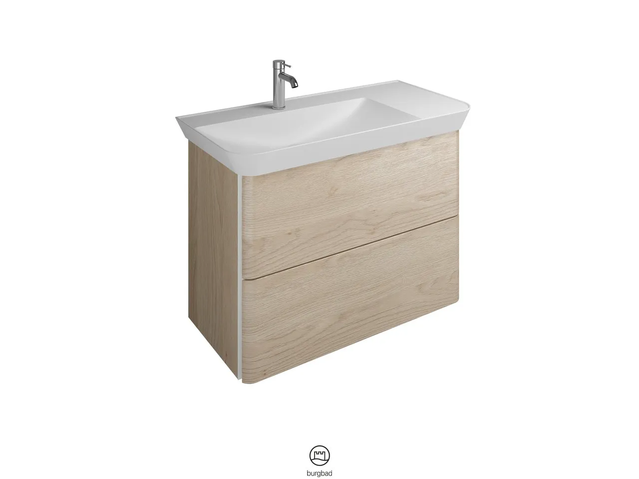 burgbad Iveo Migu-Waschtisch+WTU (SFEO080) Mineralguss-Waschtisch inkl. Waschtischunterschrank