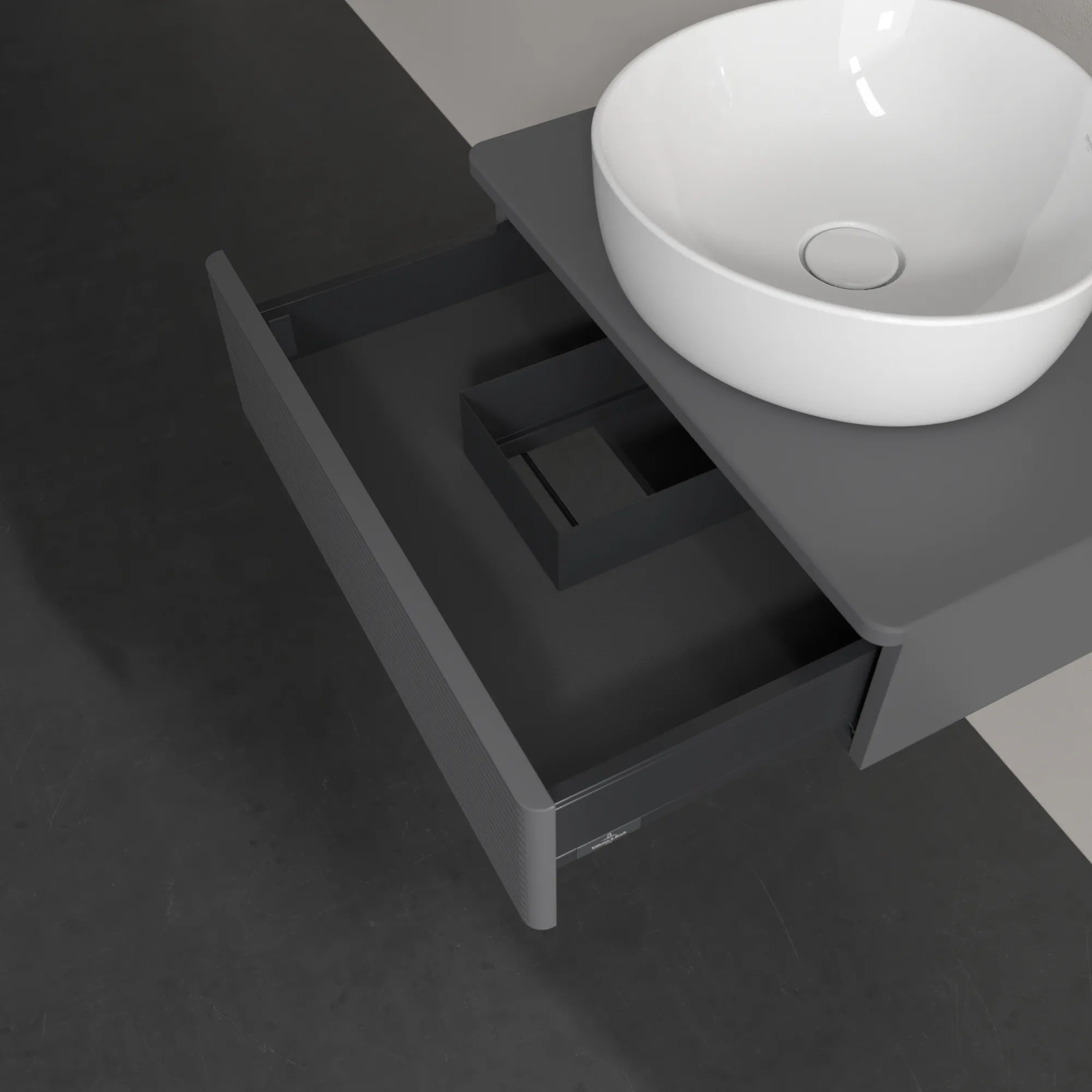 Villeroy & Boch Waschbeckenunterschrank Antao K07110, Anthracite Matt Lacquer, 600x190x500mm, mit SoftClosing und Push-to-open Funktion Villeroy & Boch Waschbeckenunterschrank Antao K07110, Anthracite Matt Lacquer, 600x190x500mm, mit SoftClosing und Push-to-open Funktion