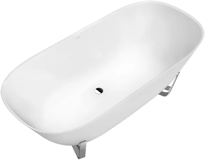 Villeroy & Boch Badewanne „Antheus“ freistehend oval 175 × 80 cm, Mittelablauf in Grey