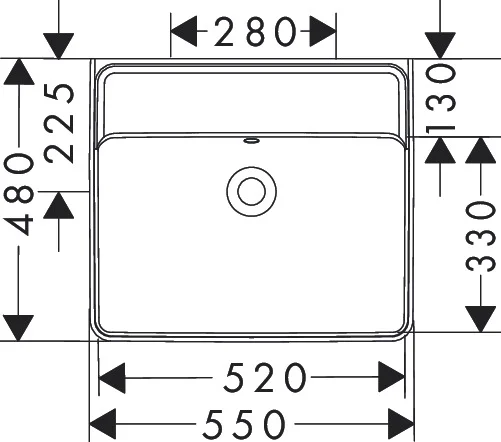 Hansgrohe Xanuia Q Aufsatzwaschtisch geschliffen, weiß, 550 x 480 mm, mit Überlauf, CL25 Hansgrohe Xanuia Q Aufsatzwaschtisch geschliffen, weiß, 550 x 480 mm, mit Überlauf, CL25