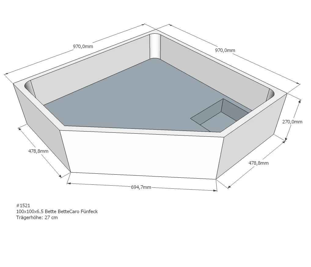 Duschwannenträger passend für Bette 90 × 70 × 1,5 cm Duschwannenträger passend für Bette 90 × 70 × 1,5 cm