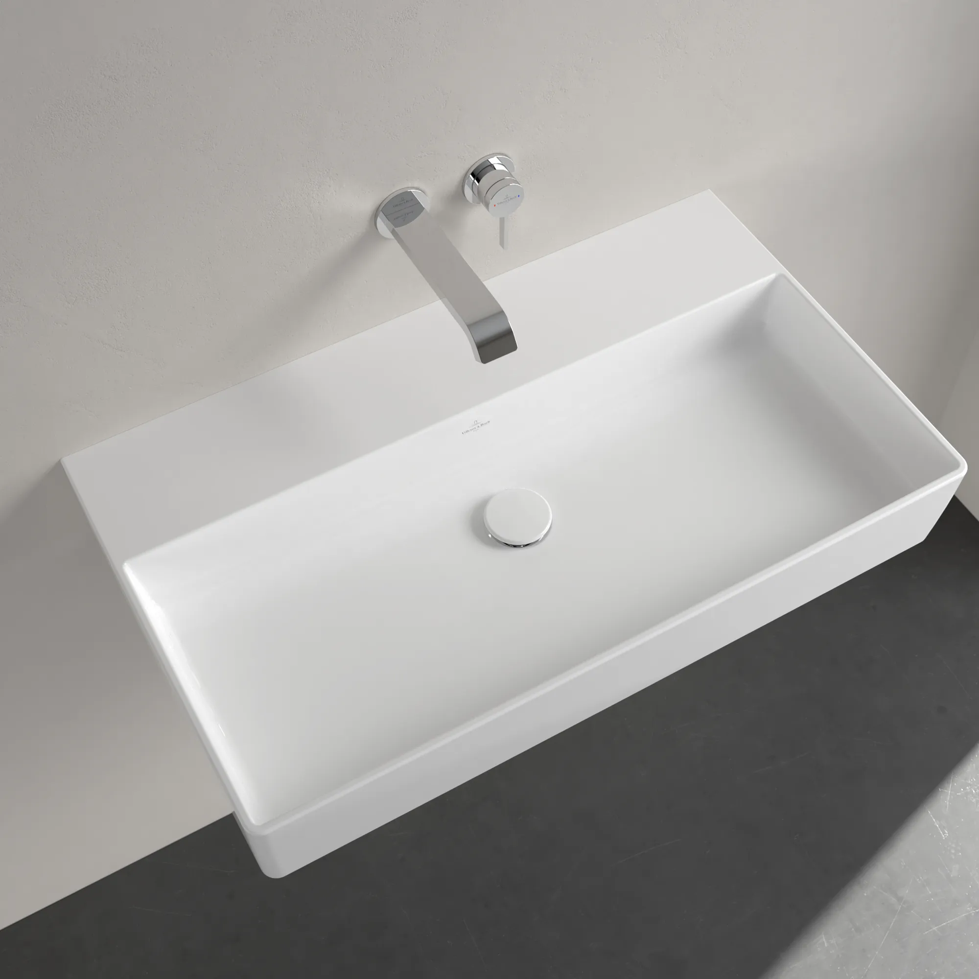 Villeroy & Boch Wandwaschtisch aus TitanCeram „Memento 2.0“ 800 × 470 × 140 mm, ohne Hahnlochbohrung in Weiß Alpin