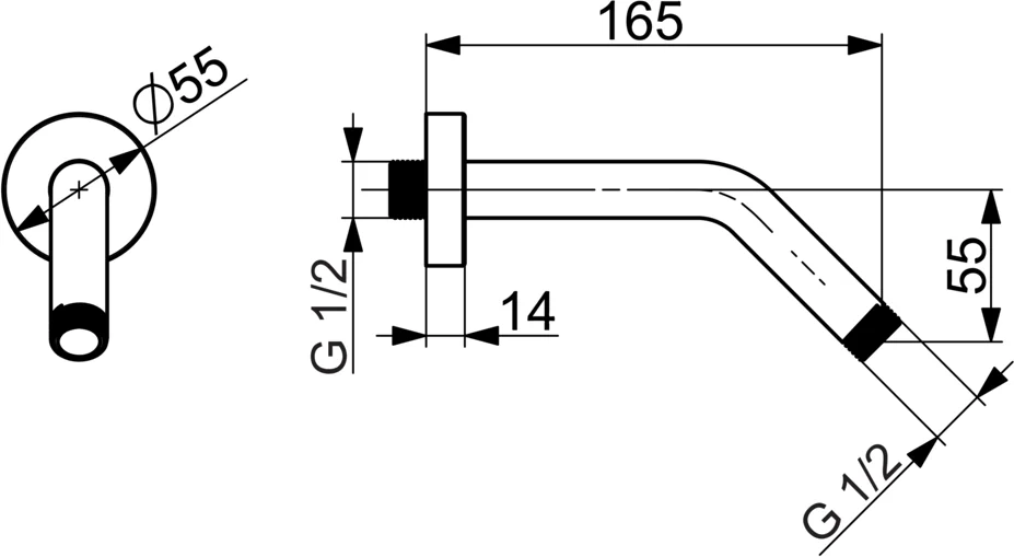 HansaJET Kopfbrause, Wandmontage, Chrom, Rosette rund, G1⁄2xG1⁄2, 165mm Ausladung
