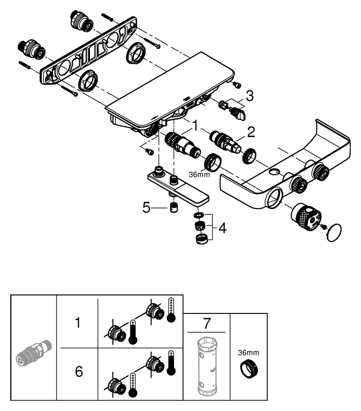 Grohe Grohtherm SmartControl Thermostat-Wannenbatterie, Wandmontage, ½ chrom Grohe Grohtherm SmartControl Thermostat-Wannenbatterie, Wandmontage, ½ chrom