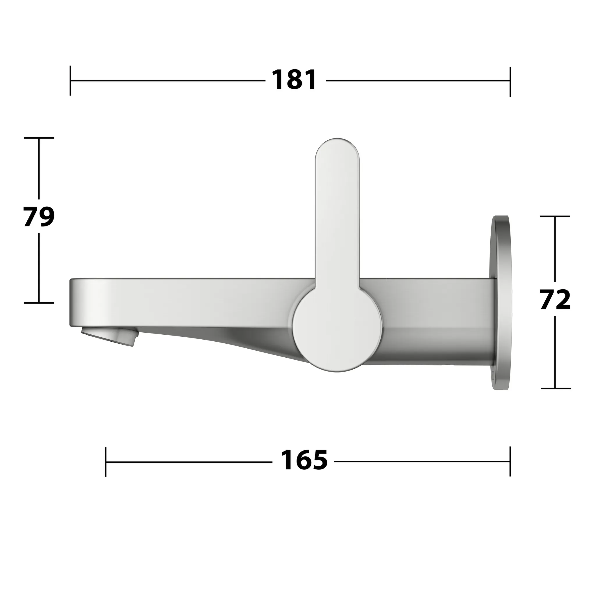 KEUCO IXMO Einhebel-Waschtischmischer Unterputz 1 Loch IXMO Flat für Wandmontage, rund Ausladung 165 mm/IXMO Flat Edelstahl-finish