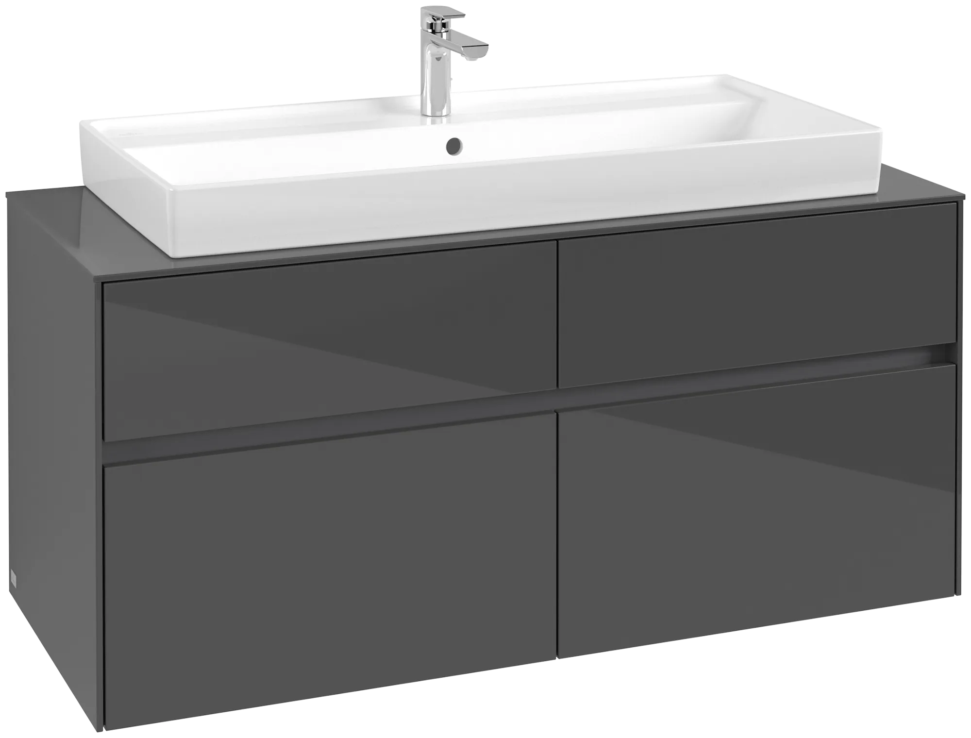 Villeroy & Boch Waschtischunterschrank „Collaro“ 1200 × 548 × 500 mm Glossy Grey, ohne Beleuchtung, für Becken mittig Villeroy & Boch Waschtischunterschrank „Collaro“ 1200 × 548 × 500 mm Glossy Grey, ohne Beleuchtung, für Becken mittig