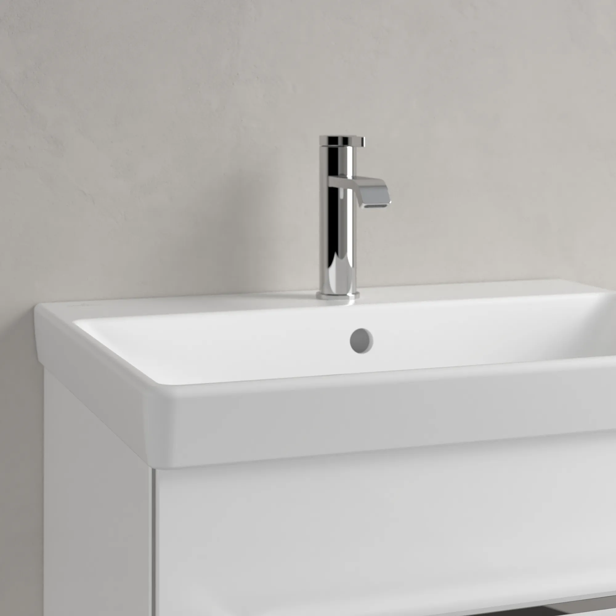 Villeroy & Boch Avento Waschbecken, 600x470x180 mm, Stone White CeramicPlus, Rechteck, mit Überlauf, Wandmontage