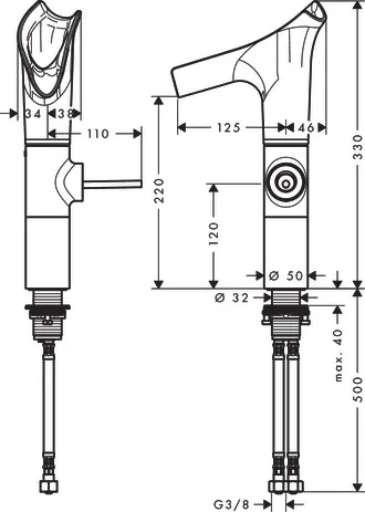 Waschtischmischer Axor Starck V chrom f.Waschsch. Nicht f.(halb-)öf.Ber.empf. Waschtischmischer Axor Starck V chrom f.Waschsch. Nicht f.(halb-)öf.Ber.empf.