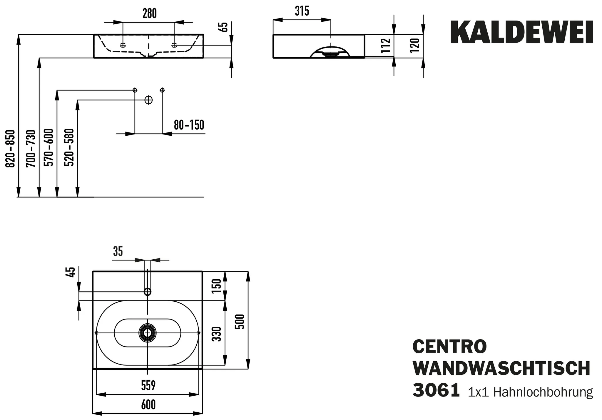 Wandwaschtisch „Centro“ 60 × 50 cm, mit Hahnlochbohrung in alpinweiß, mit Perl-Effekt Wandwaschtisch „Centro“ 60 × 50 cm, mit Hahnlochbohrung in alpinweiß, mit Perl-Effekt