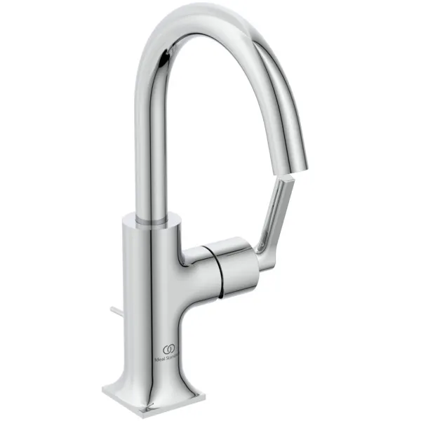 Waschtischarmatur Joy Neo mit Ablaufgarnitur Ausladung 140mm Kreuzgriffe Magnetic Grey