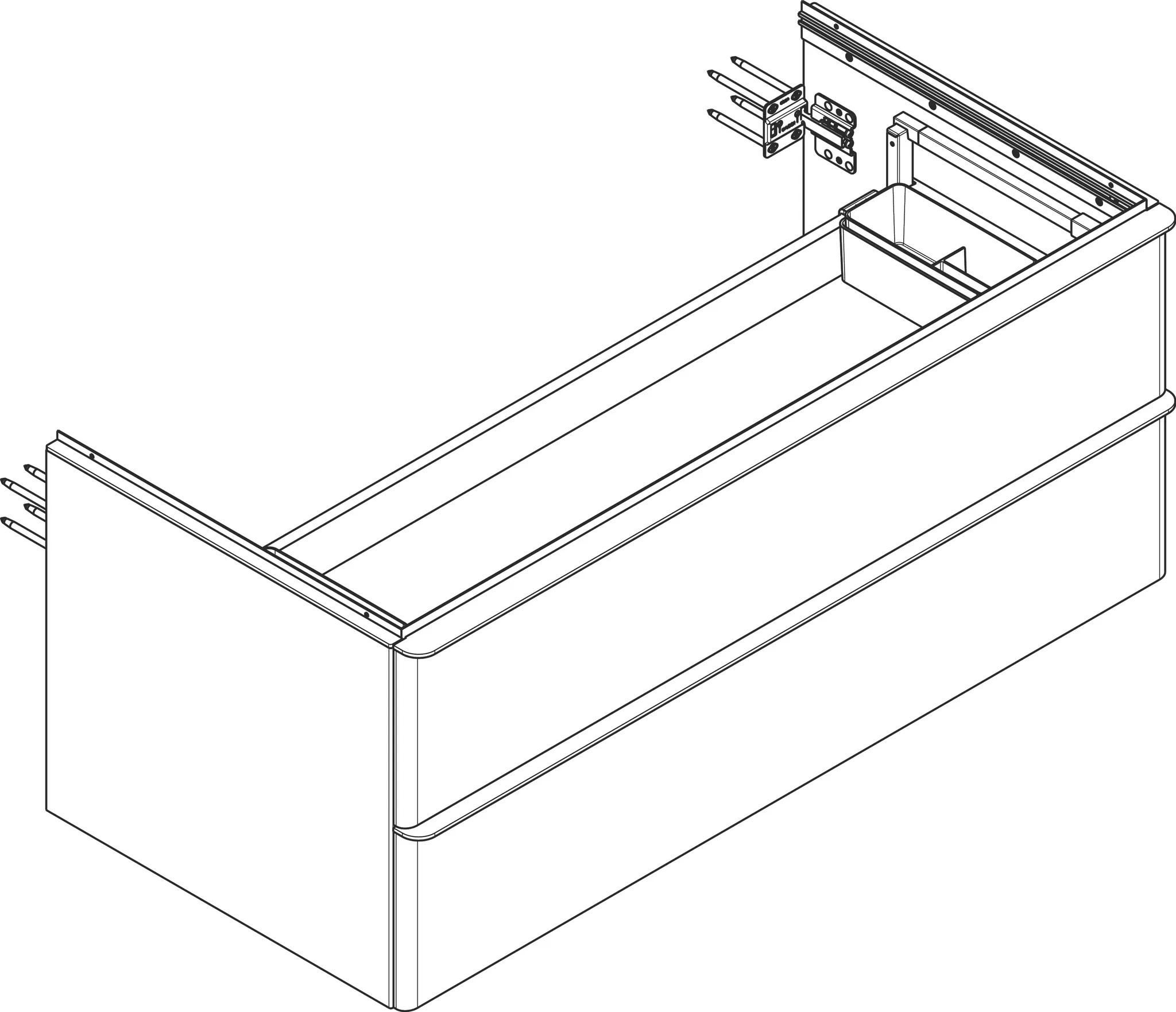 Xelu Q Waschtischunterschrank Diamantgrau Matt 1180/550 mit 2 Schubkästen für Konsolen mit Aufsatzwaschtisch Chrom