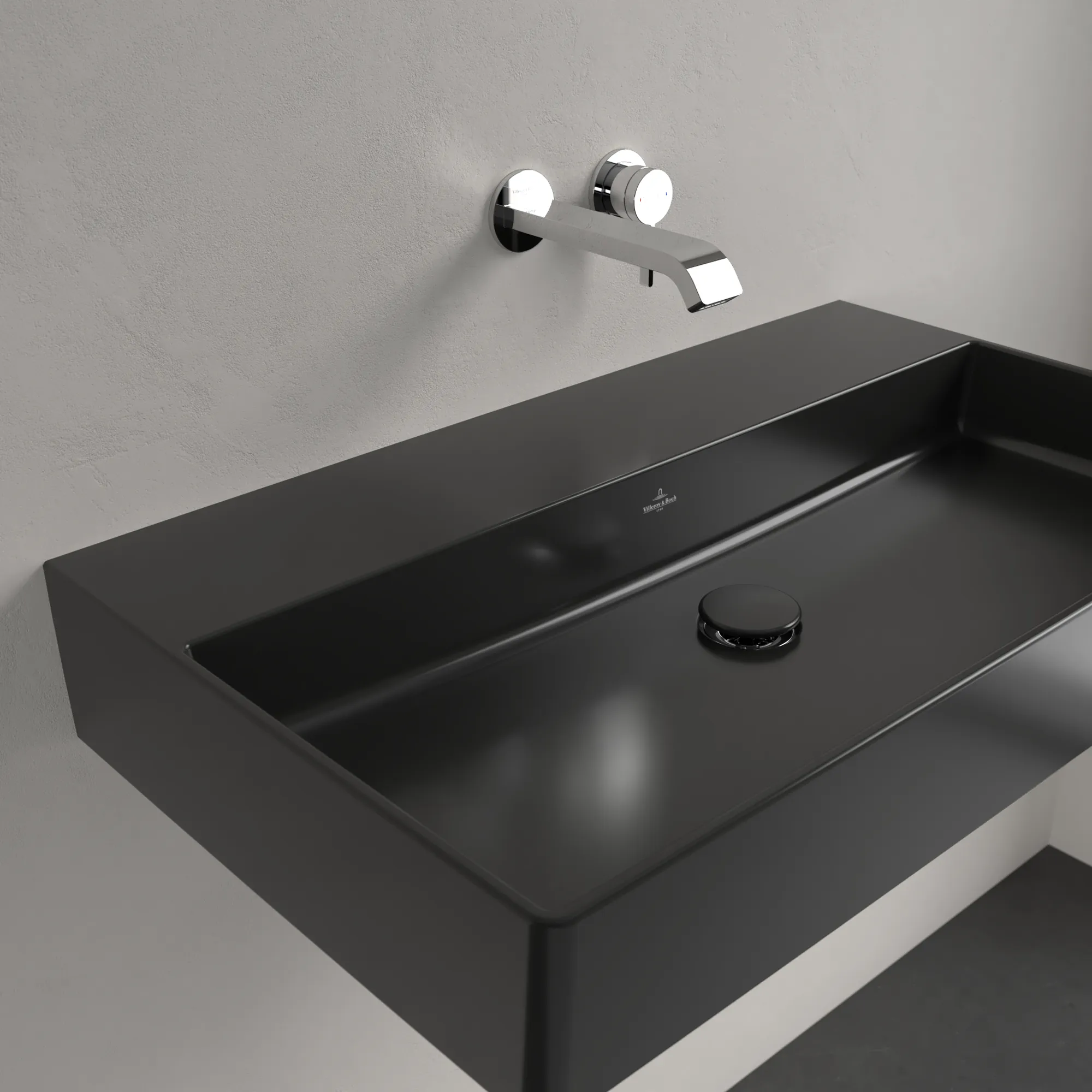 Villeroy & Boch Memento 2.0 Wandwaschbecken, 800x470x140mm, Pure Black CeramicPlus