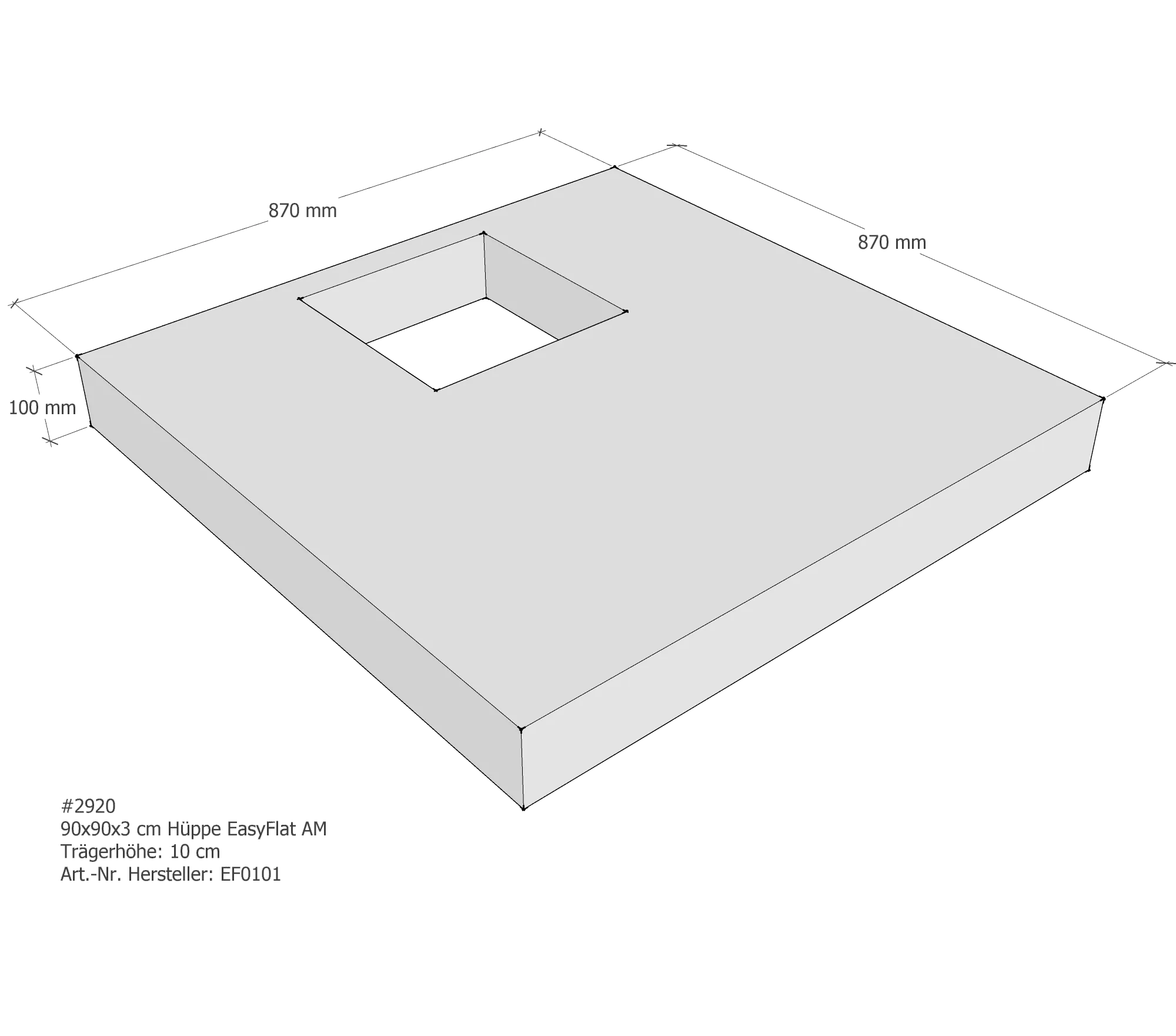 Duschwannenträger für Hüppe EasyFlat 90 × 90 × 3 cm Duschwannenträger für Hüppe EasyFlat 90 × 90 × 3 cm