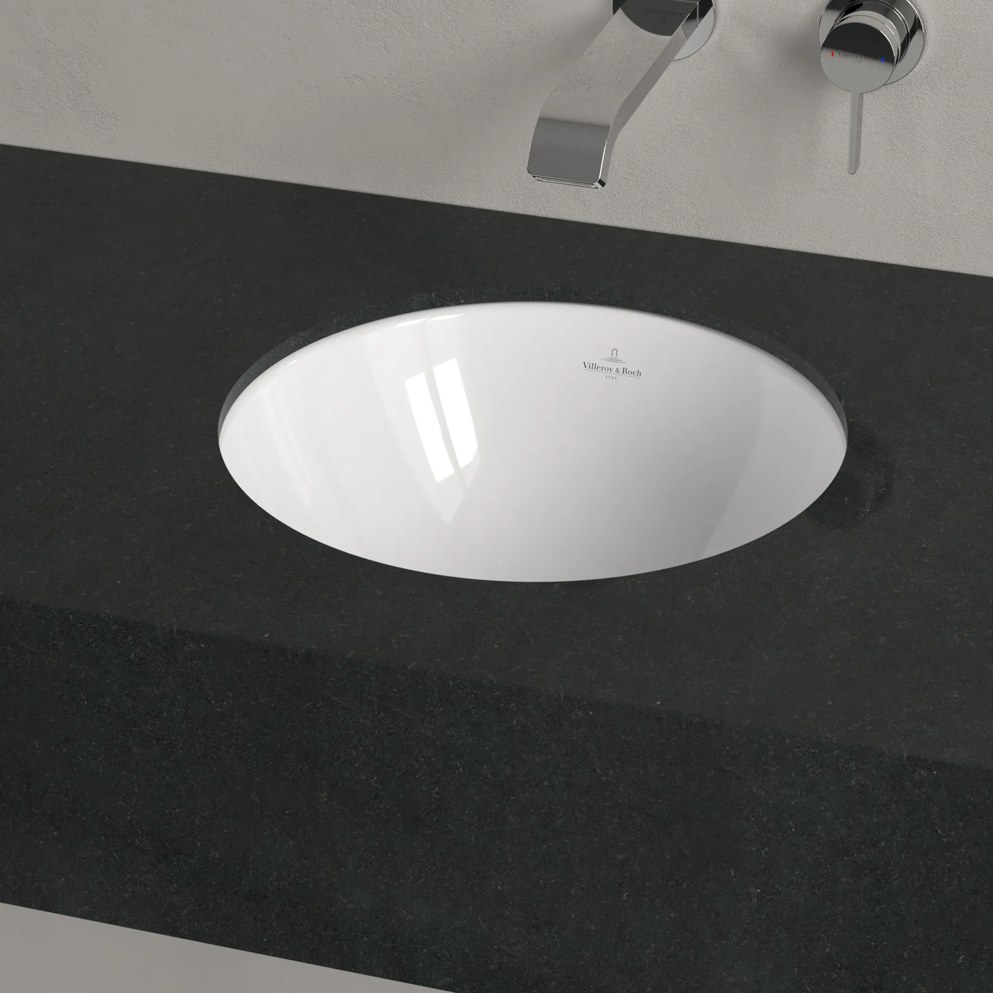 Villeroy & Boch Unterbauwaschtisch aus TitanCeram „Loop & Friends“ ⌀ 390 mm, ohne Hahnlochbohrung in Weiß Alpin Villeroy & Boch Unterbauwaschtisch aus TitanCeram „Loop & Friends“ ⌀ 390 mm, ohne Hahnlochbohrung in Weiß Alpin