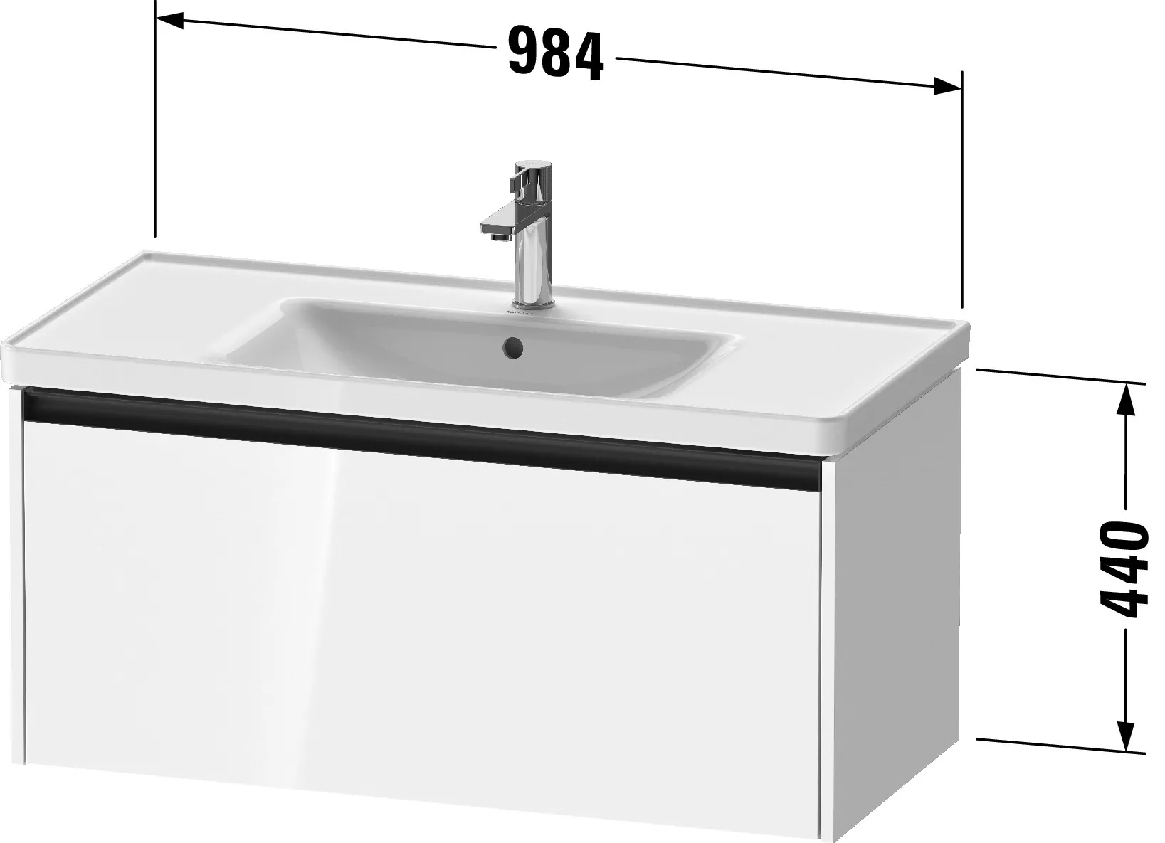 Duravit Waschtischunterschrank wandhängend „Ketho.2“ 98,4 × 44 × 45,5 cm in Weiß Hochglanz