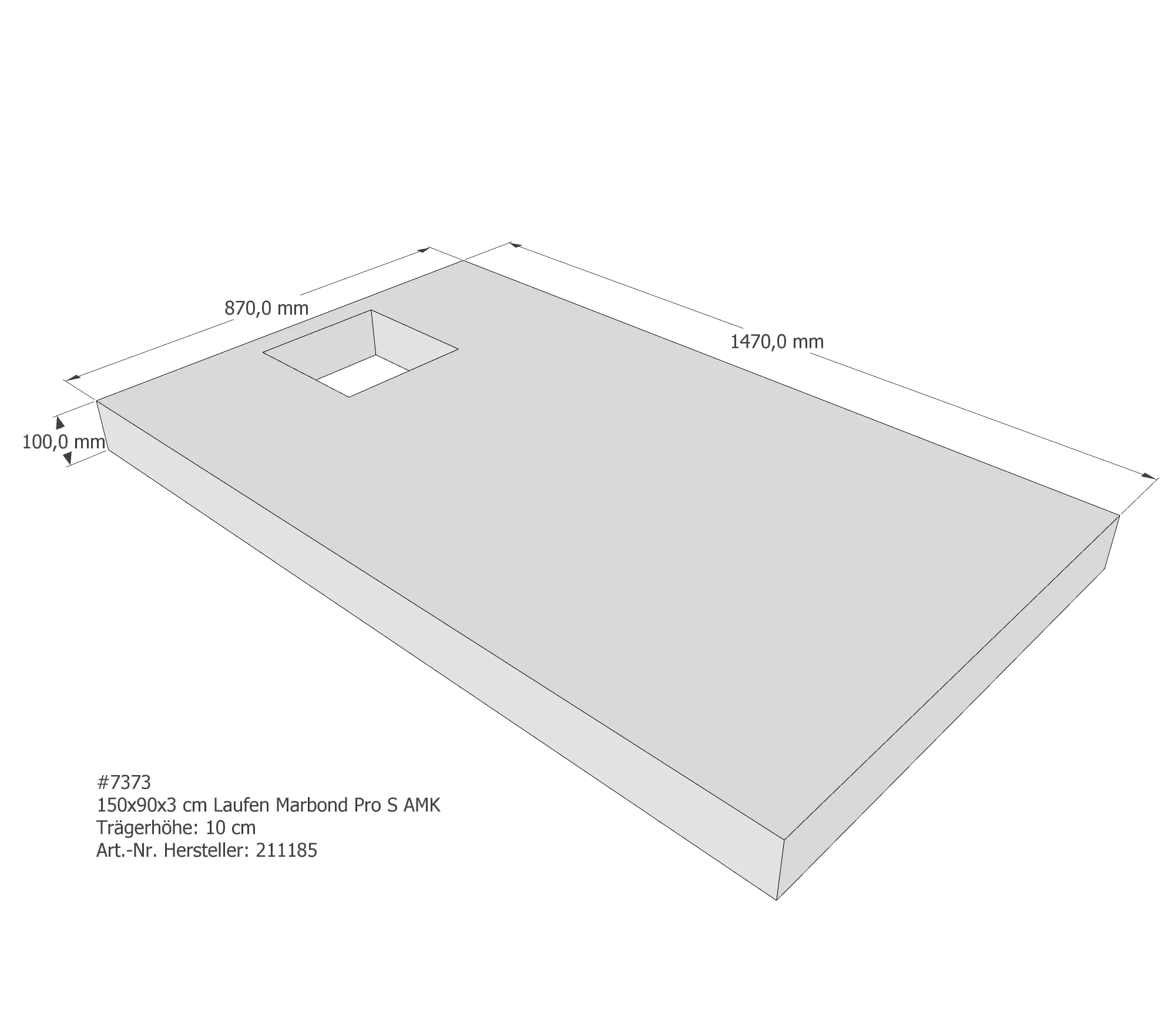 Duschwannenträger passend für Laufen Pro S 150 × 90 cm