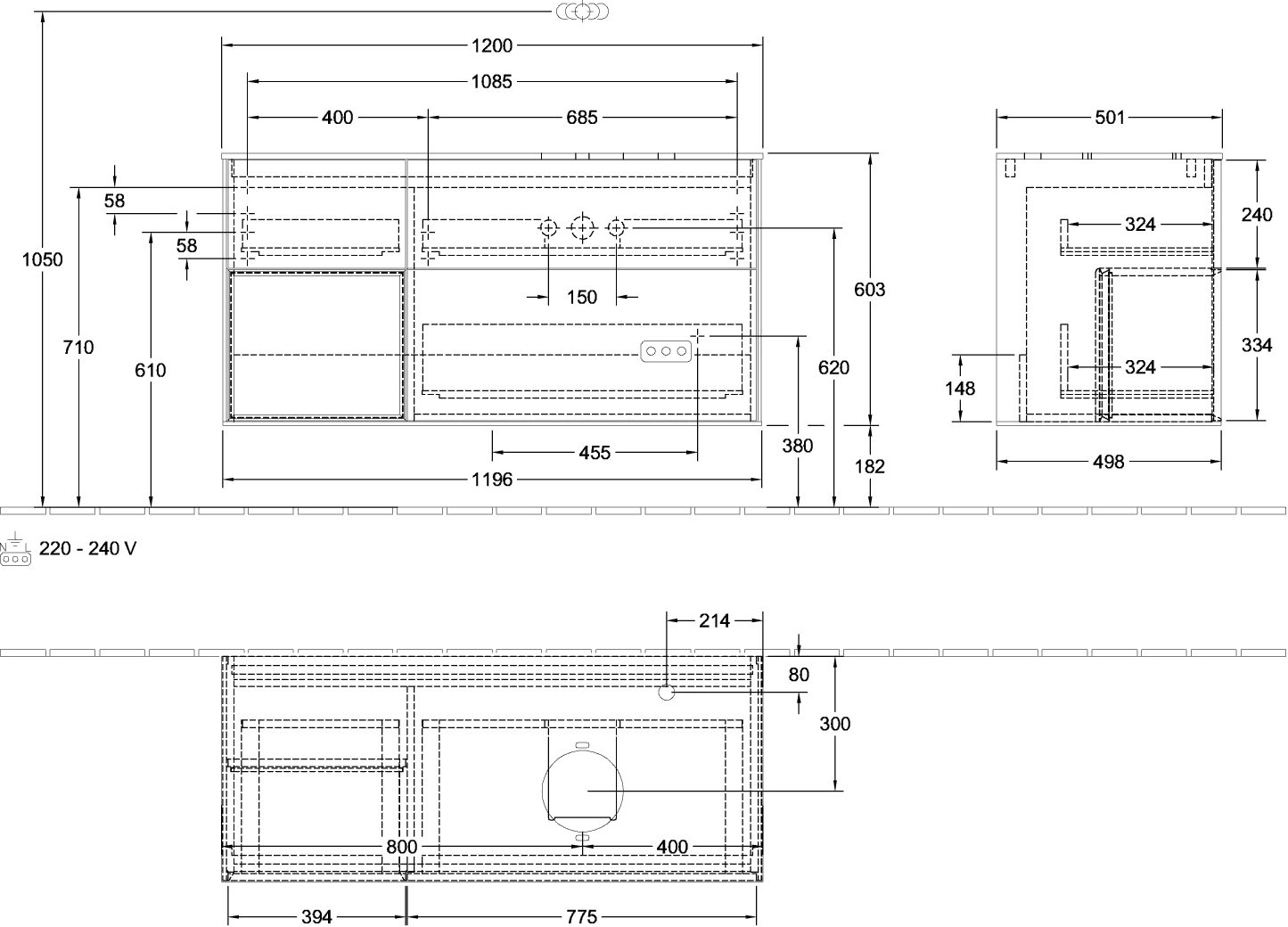 Villeroy & Boch Finion Waschbeckenunterschrank F92, 1200x603x501mm Villeroy & Boch Finion Waschbeckenunterschrank F92, 1200x603x501mm