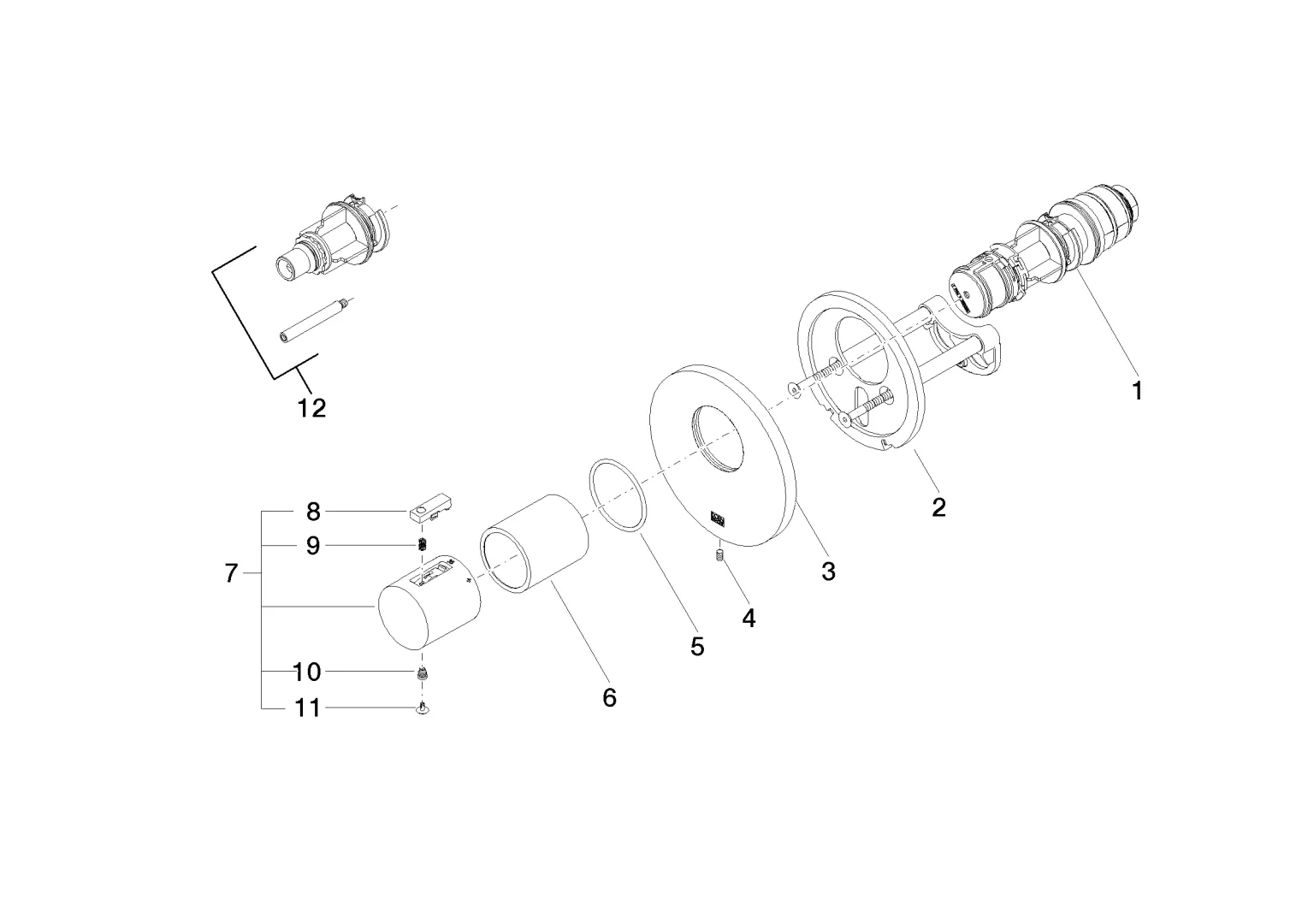UP-Thermostat ohne Mengenregulierung SERIENSPEZIFISCH Chrom 36501979 UP-Thermostat ohne Mengenregulierung SERIENSPEZIFISCH Chrom 36501979