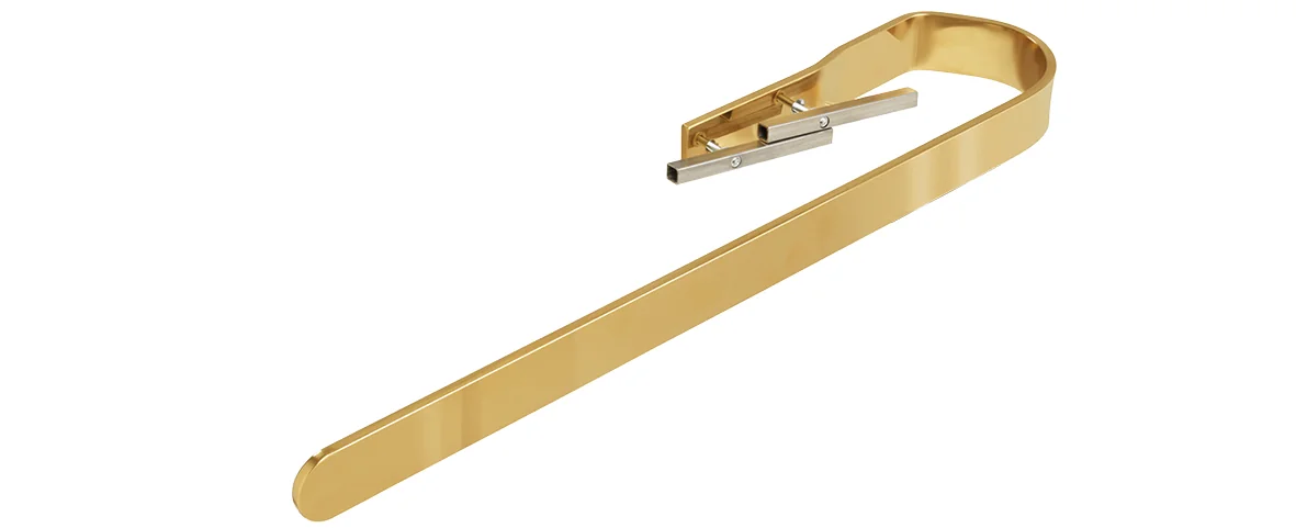 BEMM Handtucharm Plawa Softline, gold spiegelpoliert, 450 mm Länge, 40 mm Höhe, 50 mm Tiefe