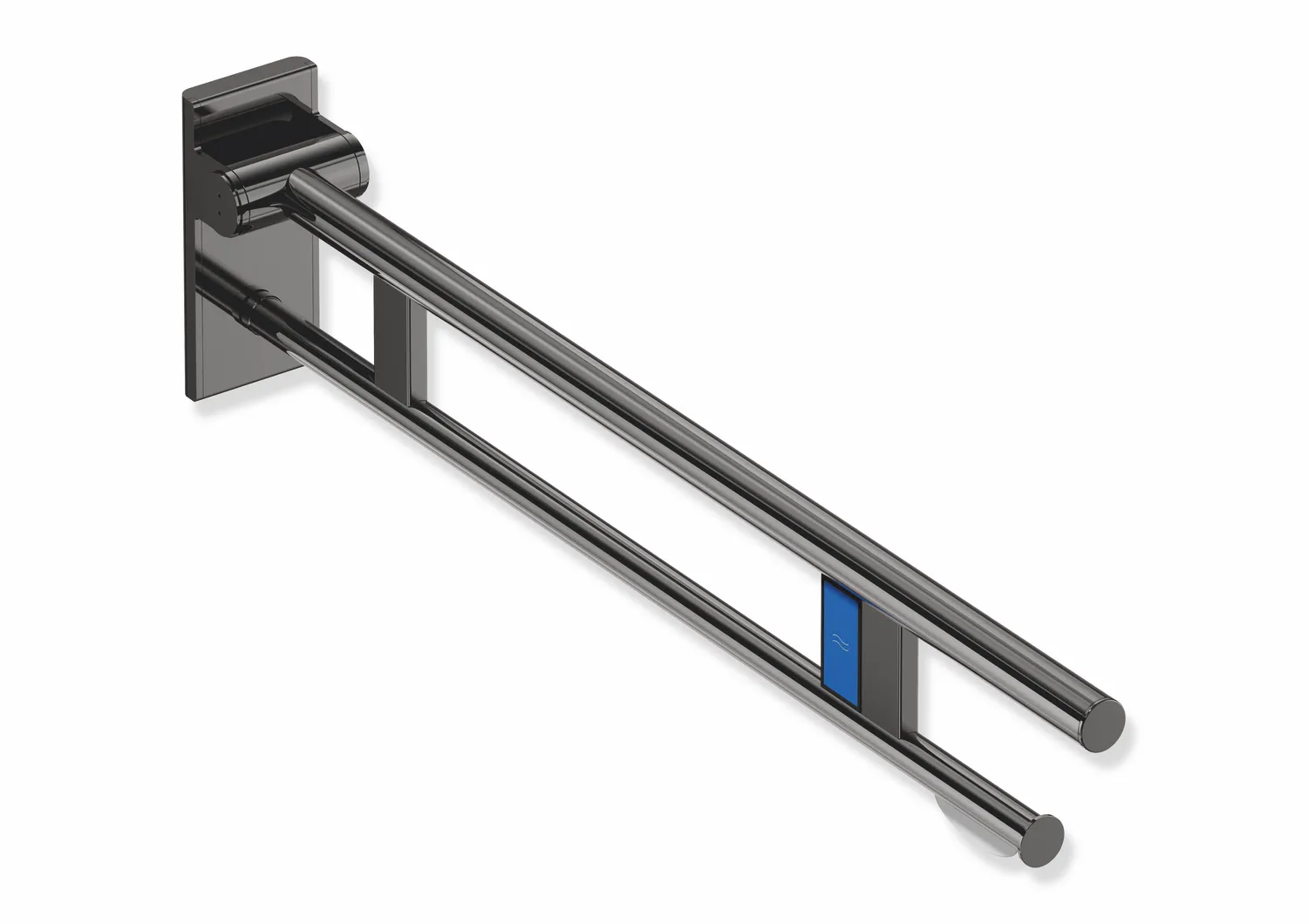 HEWI Stützklappgriff Duo, Design A, Edelstahl PVD, links, 900 mm
