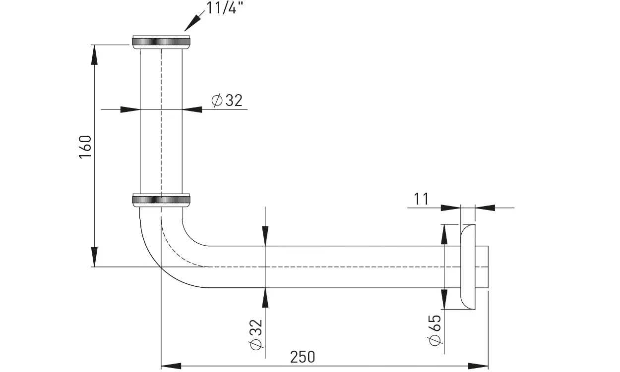 Ablaufbogen 90 Grad Messing verchromt 32 x 65 x 250 mm / 32 x 120 mm Ablaufbogen 90 Grad Messing verchromt 32 x 65 x 250 mm / 32 x 120 mm