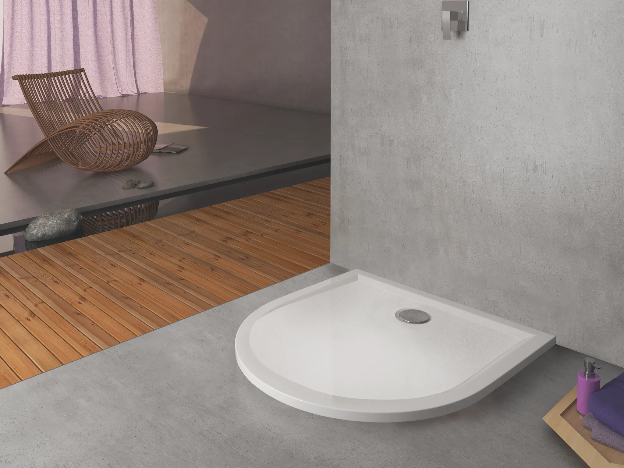 Duschwanne „Muna“ Halbkreis 100 × 100 cm in Weiß Farbe: Weiß / Größe: 100 × 100 cm / Oberflächenbeschichtung: mit Antirutsch Duschwanne „Muna“ Halbkreis 100 × 100 cm in Weiß Farbe: Weiß / Größe: 100 × 100 cm / Oberflächenbeschichtung: mit Antirutsch