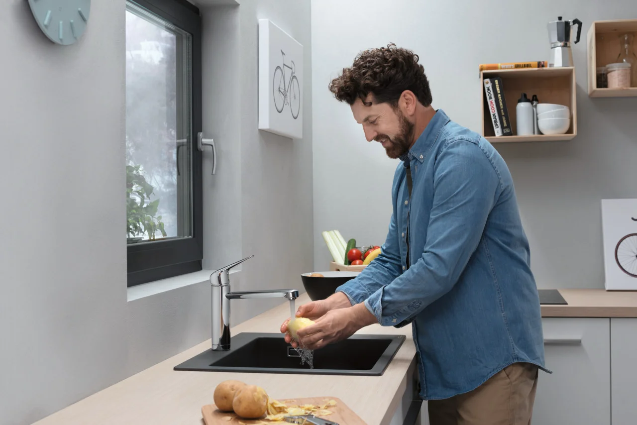 Hansgrohe Einbauspüle S51 Steingrau, 540 x 490 mm, Beckentiefe 190 mm, Aufbau, SilicaTec Material Hansgrohe Einbauspüle S51 Steingrau, 540 x 490 mm, Beckentiefe 190 mm, Aufbau, SilicaTec Material