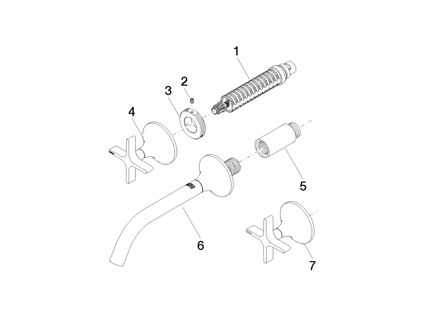 Waschtisch-Wandbatterie ohne Ablaufgarnitur VAIA Chrom 36712809