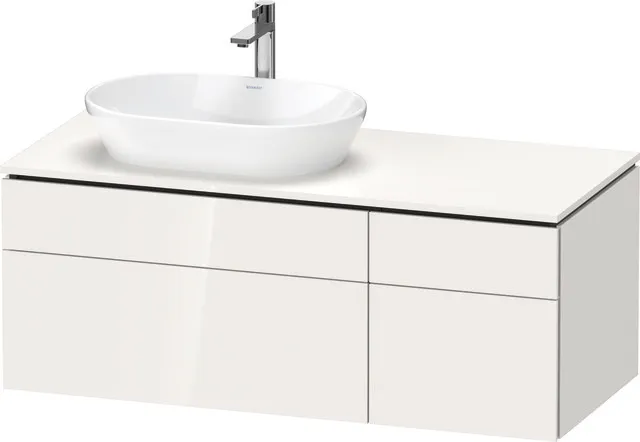 Duravit Waschtischunterschrank wandhängend „L-Cube“ 122 × 48,2 × 55 cm Weiß Hochglanz, links