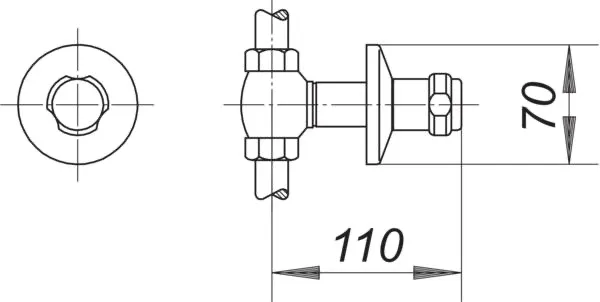 Geräteventil zu 405 verchromt, 110 mm Geräteventil zu 405 verchromt, 110 mm