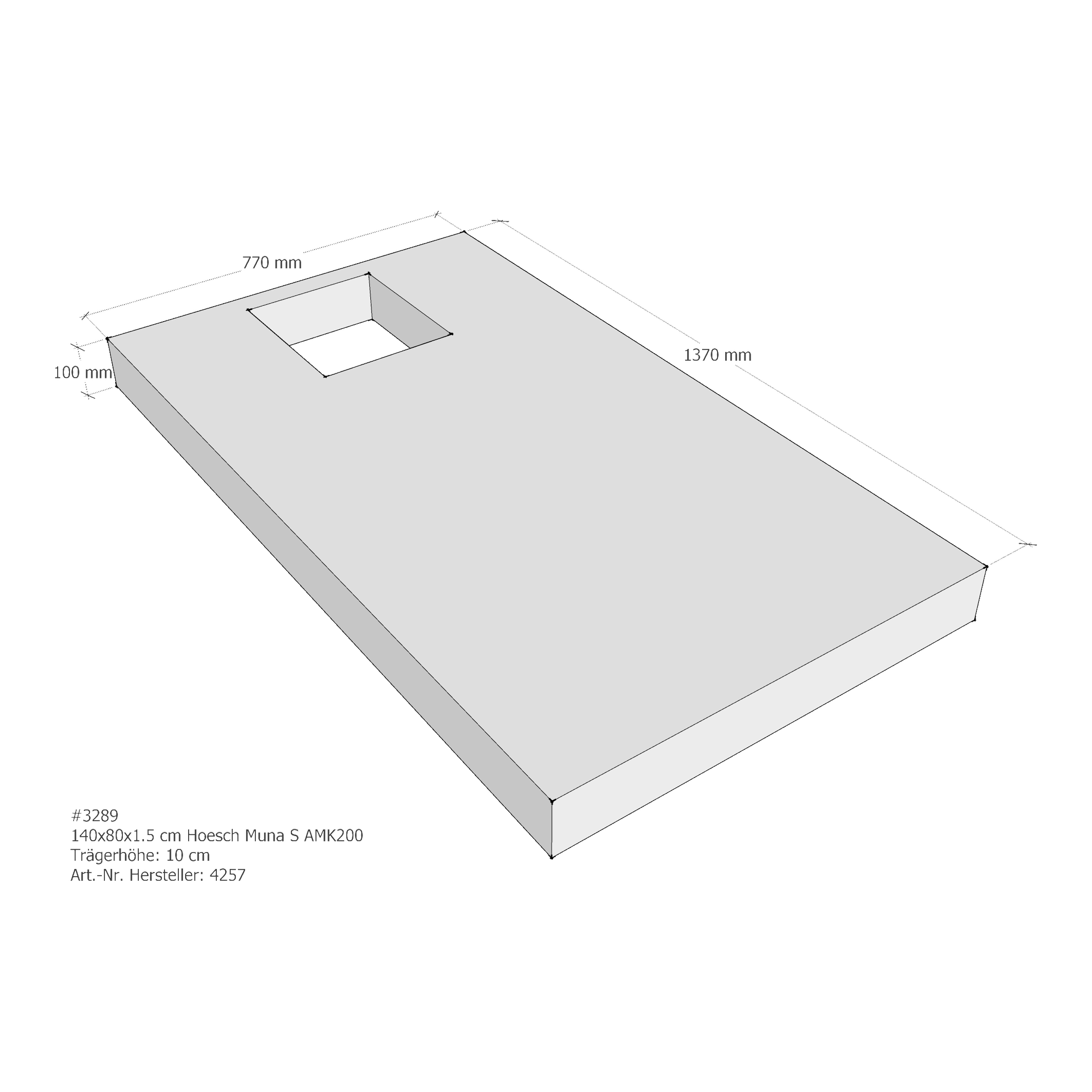 Duschwannenträger für Hoesch Muna S 140 × 80 × 1,5 cm