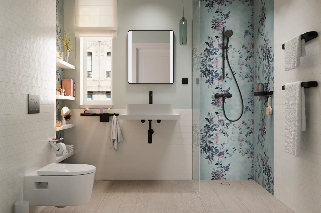Hansgrohe Xarita Lite Q Spiegel mit seitlicher LED-Beleuchtung, Mattschwarz, Maße 600x700x30 mm