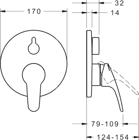 HA Einhebelmischer Fertigmontageset für Wanne/Brause HANSAMIX 8184 Rosette rund Chrom