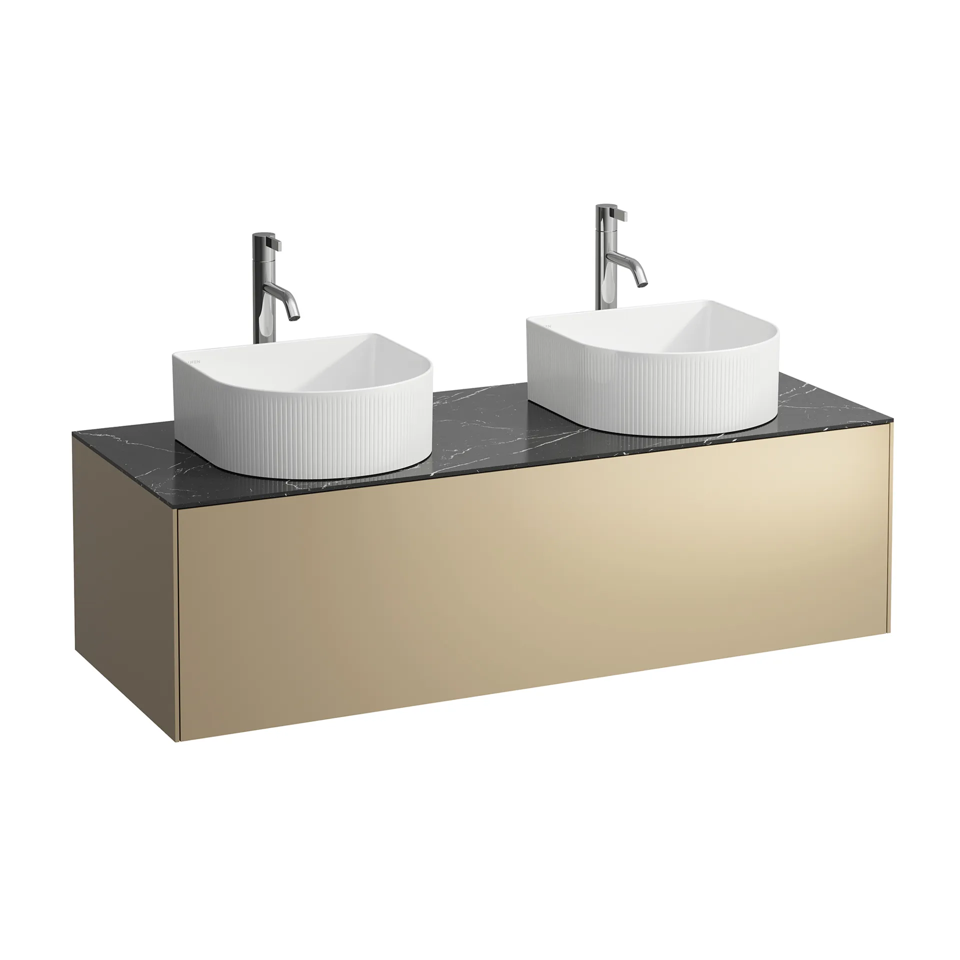 Laufen Waschtischunterbau „SONAR“ 1177 × 341 × 457 mm Gold, ohne Hahnlochbohrung, links und rechts