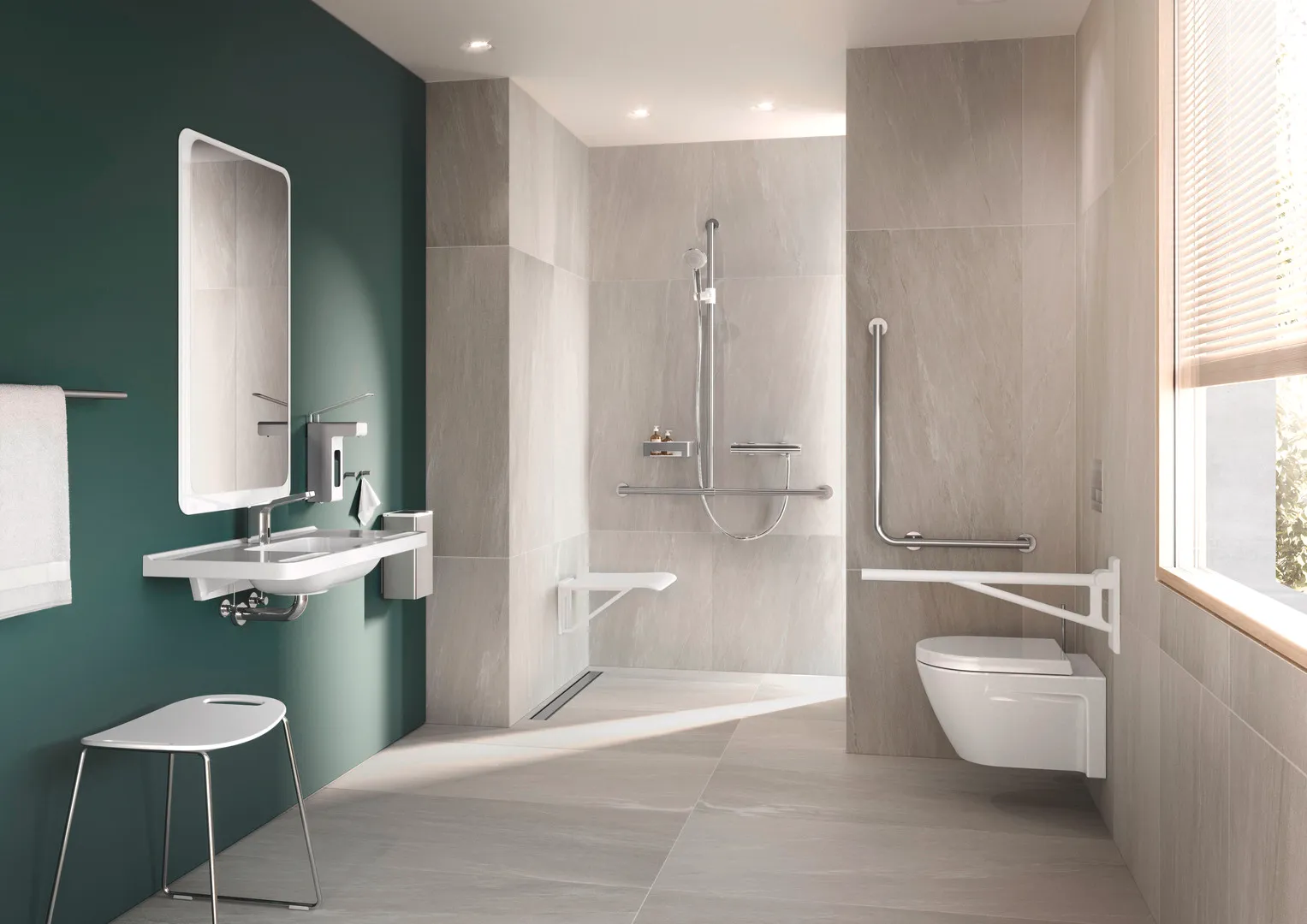 Klappsitz mit Wandstütze, Wandkonsole und Bügel aus Kunststoff passend zur Sitzfläche, in matt, Sitzfläche aus strukturiertem Kunststoff, Sitzfläche 450 mm breit, 450 mm tief, mit zusätzlicher Wandabstützung, in Farbe 90 (Tiefschwarz) Klappsitz mit Wandstütze, Wandkonsole und Bügel aus Kunststoff passend zur Sitzfläche, in matt, Sitzfläche aus strukturiertem Kunststoff, Sitzfläche 450 mm breit, 450 mm tief, mit zusätzlicher Wandabstützung, in Farbe 90 (Tiefschwarz)