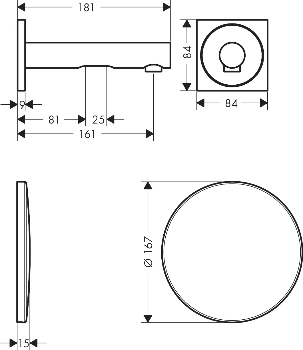 Hansgrohe AXOR Uno Elektronik-Waschtischmischer Unterputz, Chrom, Ausladung 161 mm, Laminarstrahl, max. Durchfluss 5 l/min
