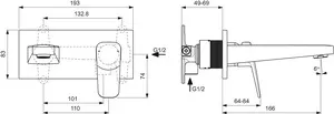 Einhand-Waschtischarmatur „Ceraplan“ Ausladung 166 mm in Chrom