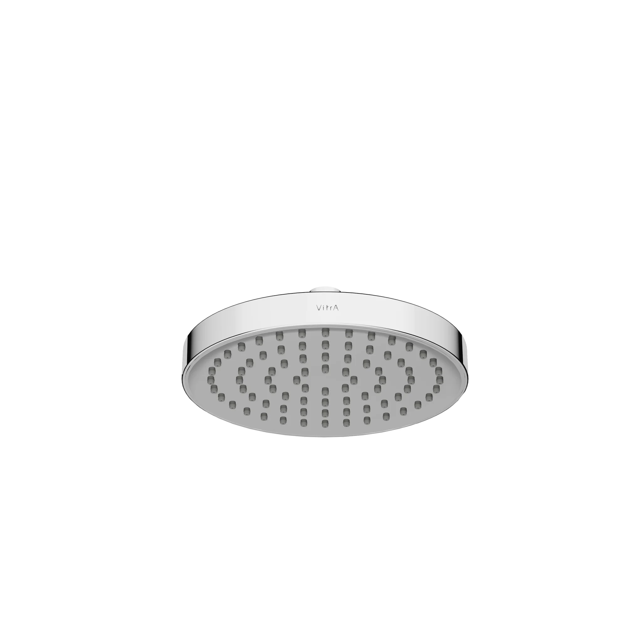 VitrA Base Round Kopfbrause Chrom, rund, 20 cm Durchmesser, 1 Strahlart Aquasoft, Anti-Kalk Easy Clean, Kugelgelenk 17° schwenkbar, Durchflussbegrenzer max. 9 l/min, Anschluss G 1/2, Material Kunststoff verchromt
