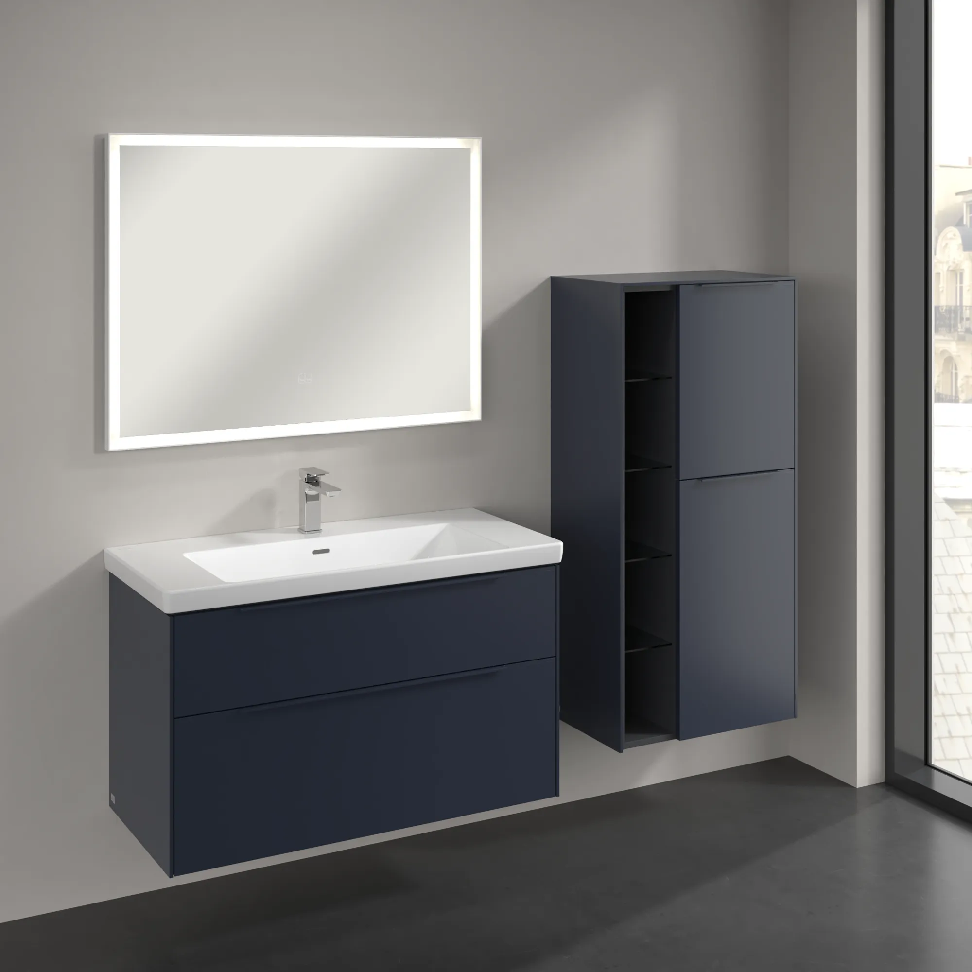 Villeroy & Boch Mittelschrank „Subway 3.0“ 57,4 × 120 × 36,2 × 36,2 cm 2 Türen, Anschlag (Scharnier) rechts, 2 Türen, Anschlag rechts