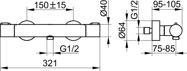 Plan blue 53926171001 Thermostat-Brausemischer Aufputz Aluminium-finish