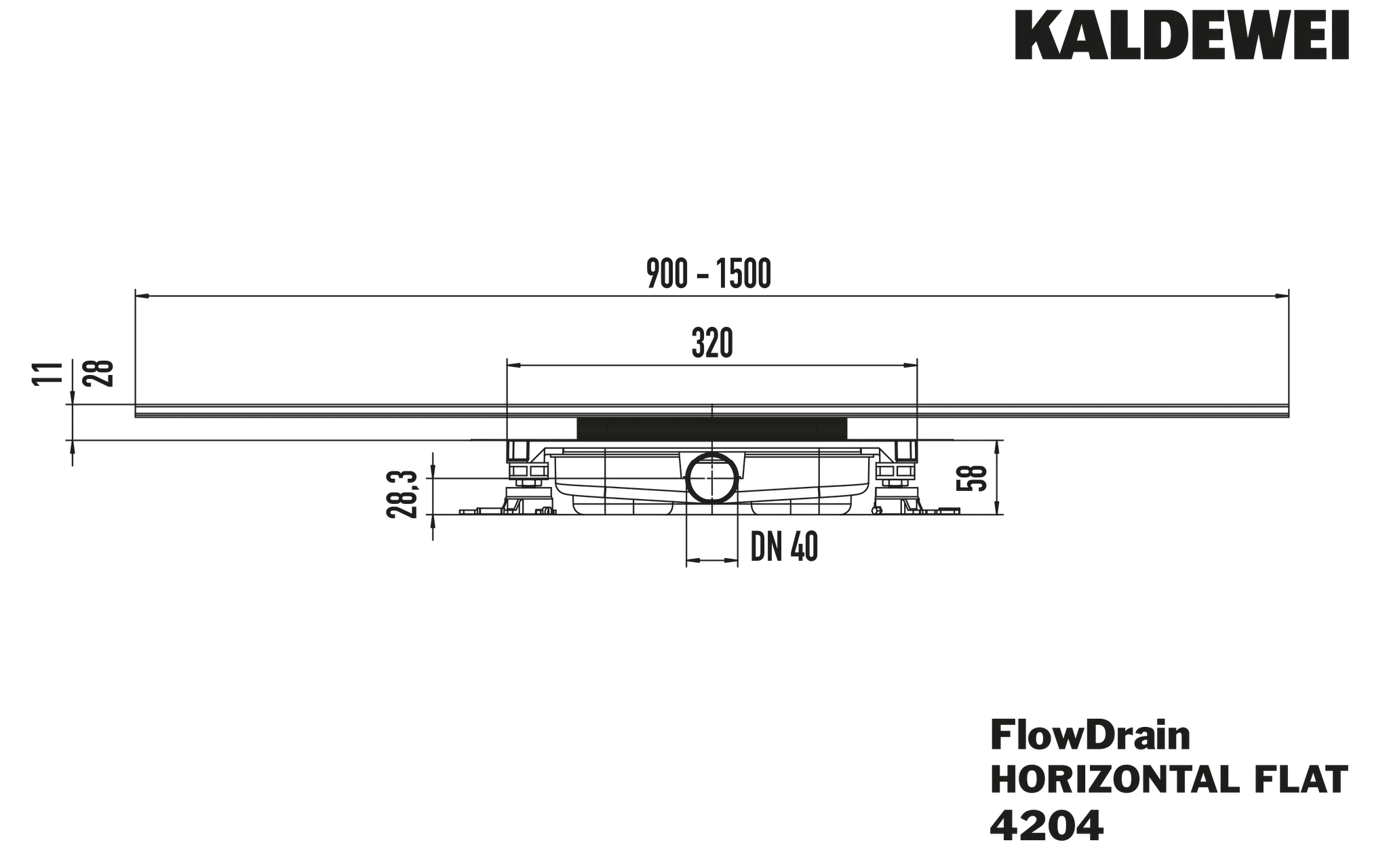 Kaldewei Ablaufgarnitur Horizontal Flat „FlowDrain“ Modell 4204