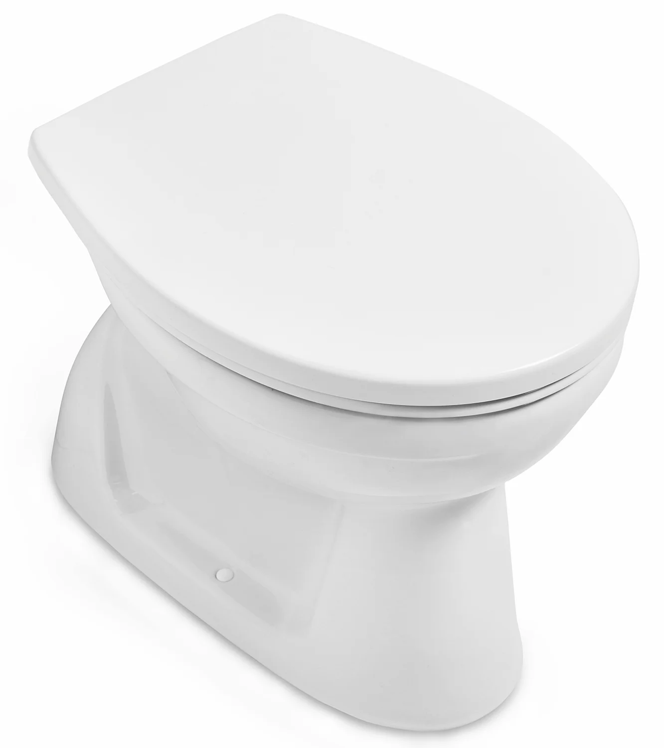 Stand-Tiefspül-WC „Newo“ 36 × 39 cm in Weiß Alpin, Befestigung sichtbar, Abgang senkrecht