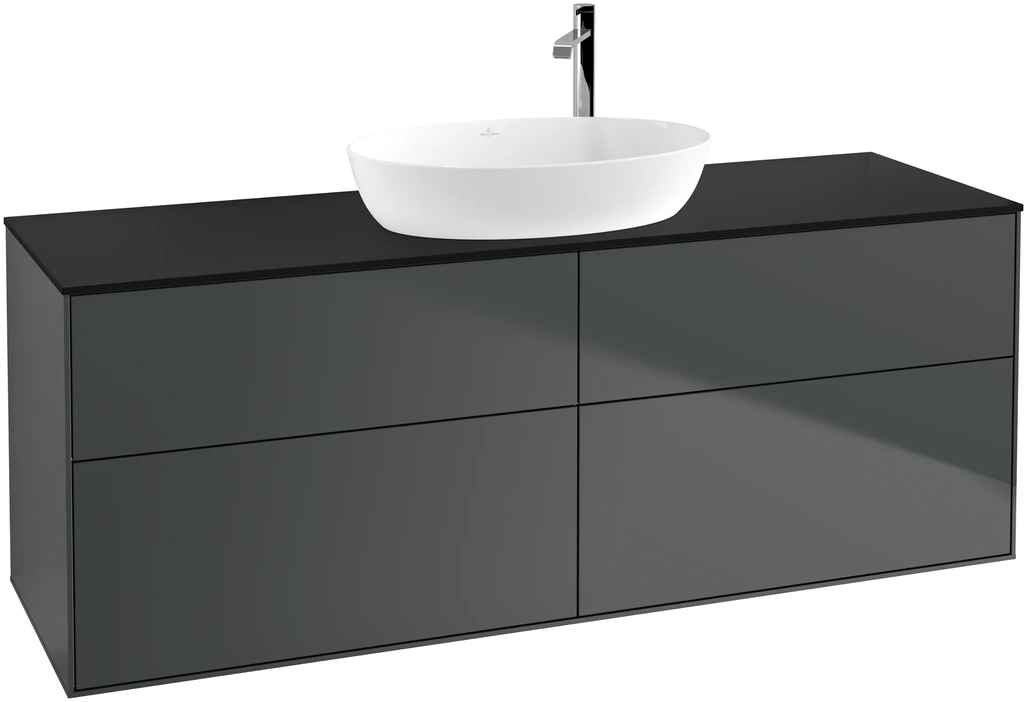 Villeroy & Boch Finion Waschbeckenunterschrank G97, 1600x603x501mm, Midnight Blue Matt Lacquer / Glass Black Matt