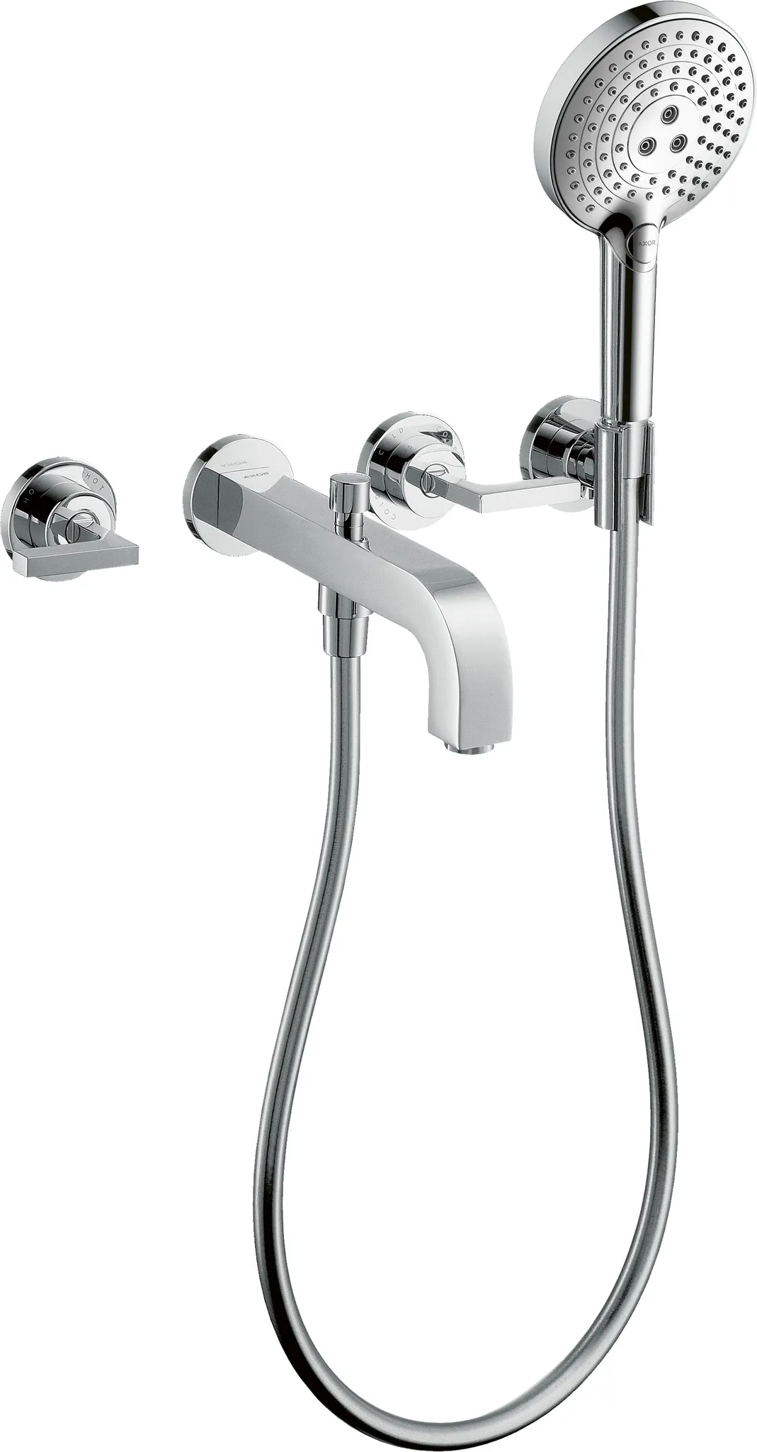 3-L.Wannenarmatur Axor Citterio F-Set Wand chrom Hebelgriff/Handbr.ohne Platte