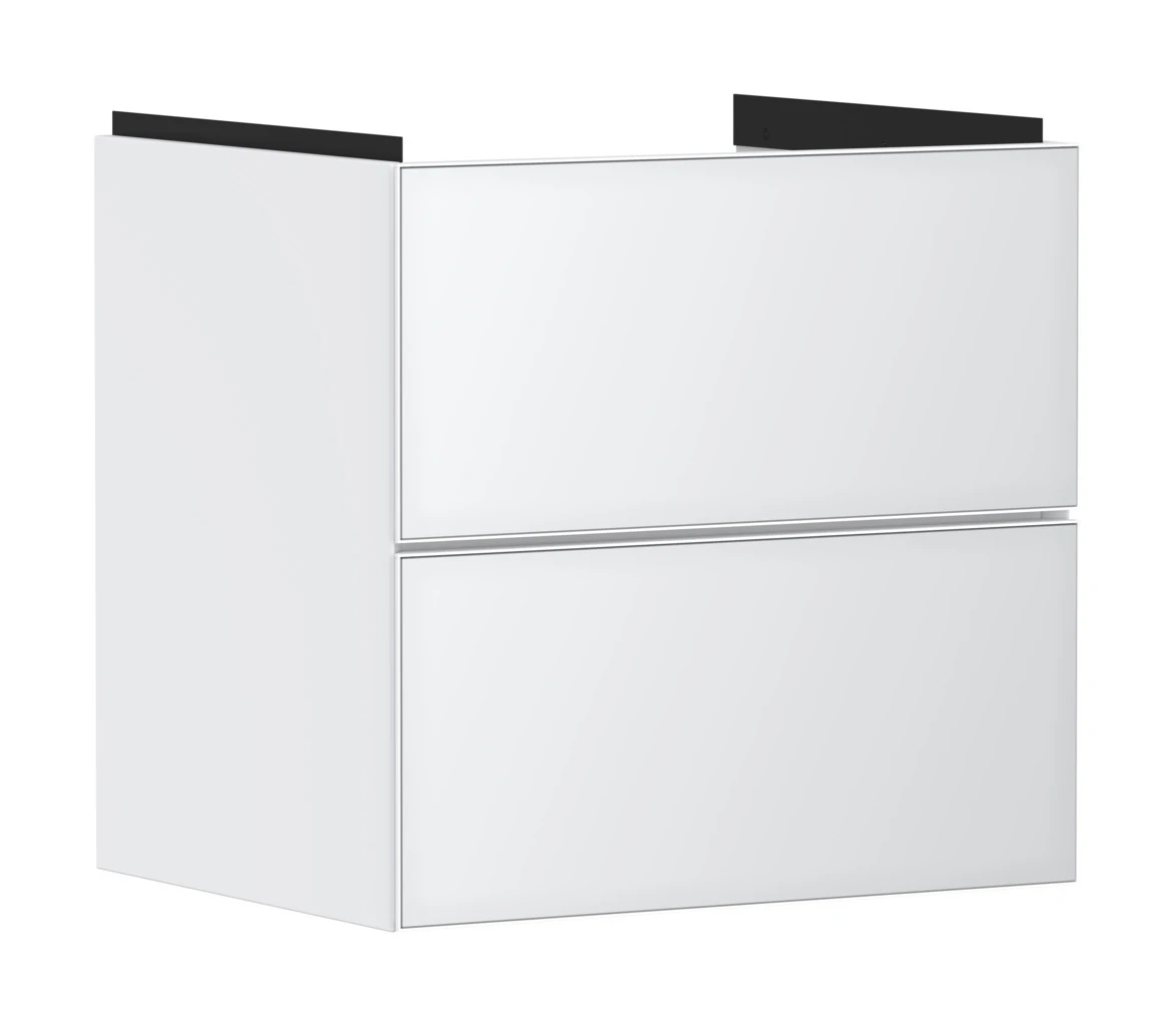 Xevolos E Waschtischunterschrank Mattweiß 580/475 mit 2 Schubkästen für Waschtisch Weiß Metallic