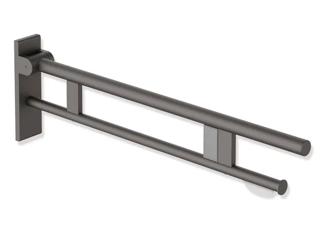 HEWI Stützklappgriff Duo System 900, Edelstahl, 850 mm Ausladung, Dunkelgrau Perlglimmer tiefmatt HEWI Stützklappgriff Duo System 900, Edelstahl, 850 mm Ausladung, Dunkelgrau Perlglimmer tiefmatt