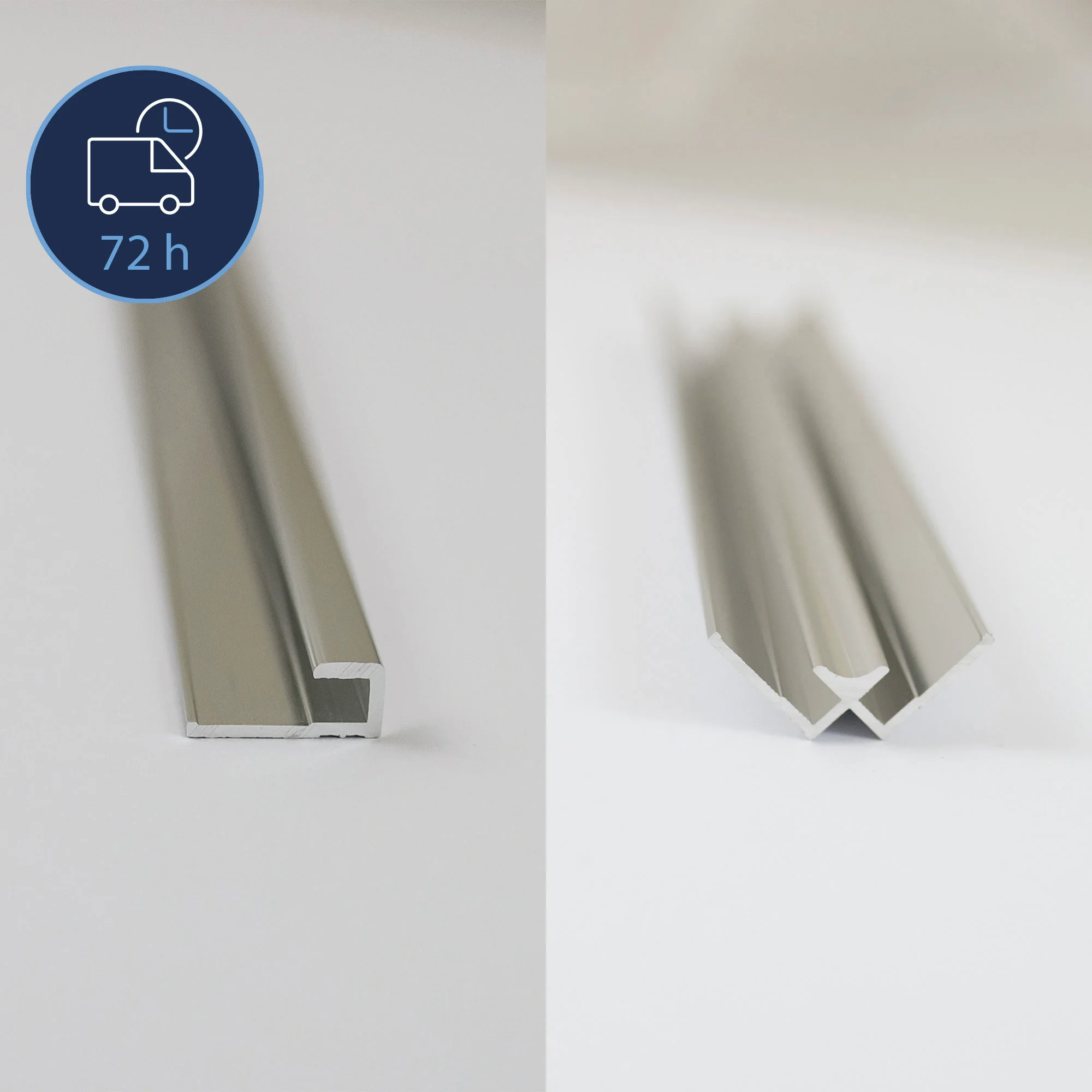 Breuer QUICK 72 Profilset 1 - Eckiges Abschlussprofil und Verbindungsprofil für Rückwände, Länge 2.100 mm, Farbe Alu Silber matt