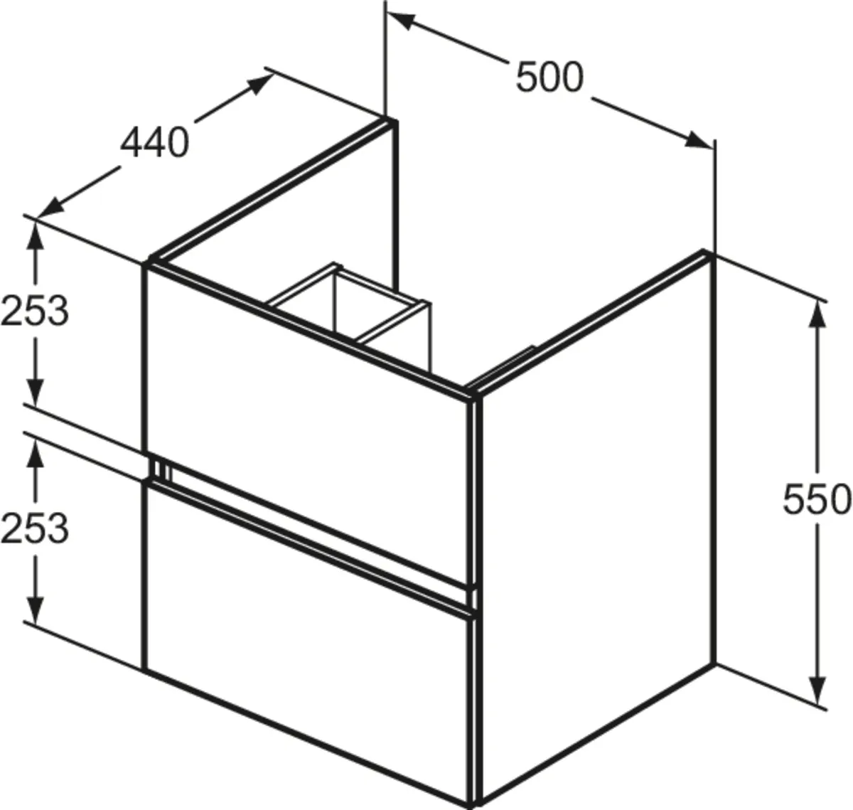 Ideal Standard Waschtischunterschrank „Eurovit+“ 50 × 55 × 44 cm Hochglanz grau lackiert Ideal Standard Waschtischunterschrank „Eurovit+“ 50 × 55 × 44 cm Hochglanz grau lackiert