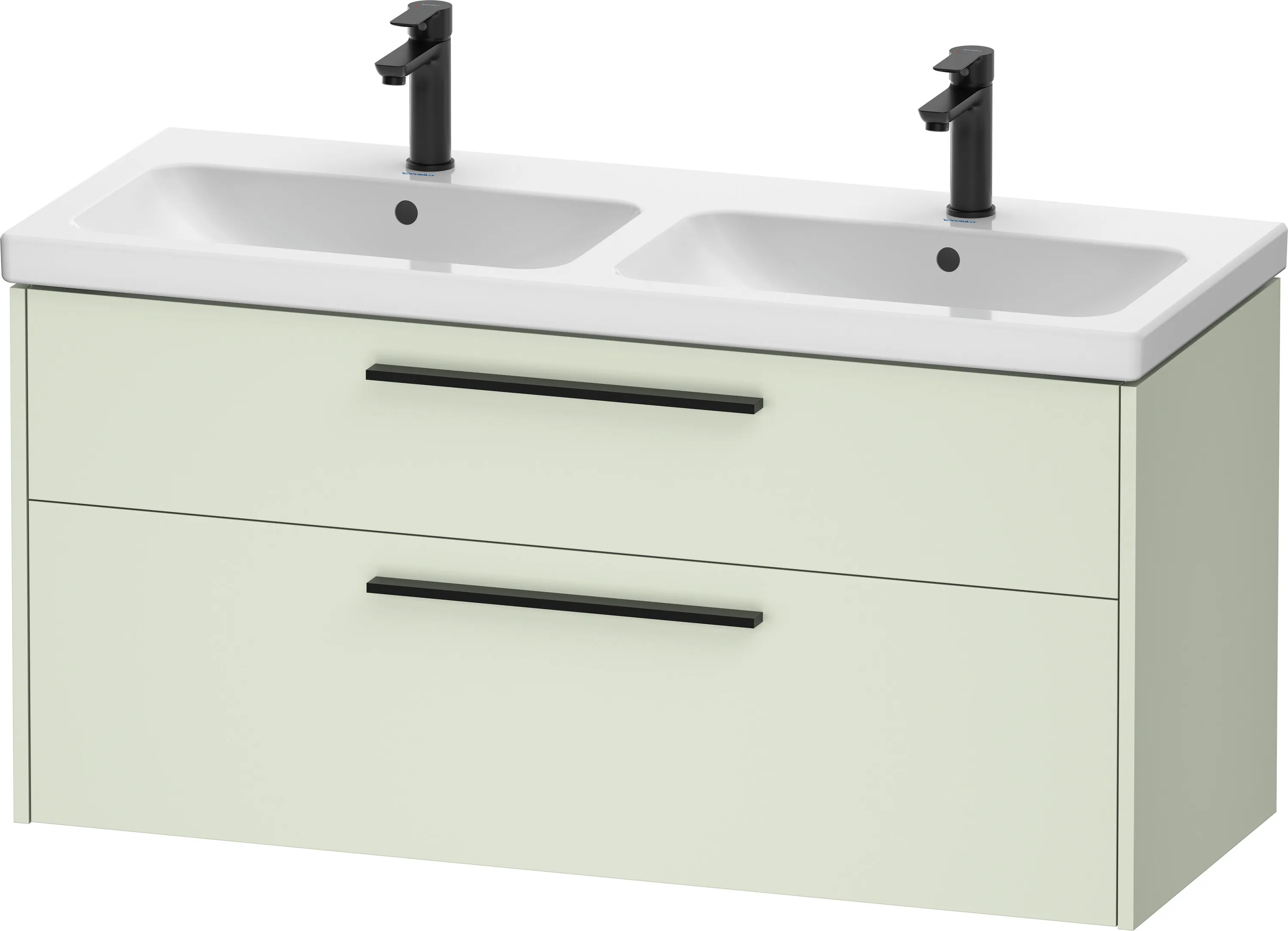 Duravit Waschtischunterschrank für Doppelwaschtisch Wandhängend „D-Code“ 118,4 × 55,5 × 46 cm in Blassgrün Matt Duravit Waschtischunterschrank für Doppelwaschtisch Wandhängend „D-Code“ 118,4 × 55,5 × 46 cm in Blassgrün Matt